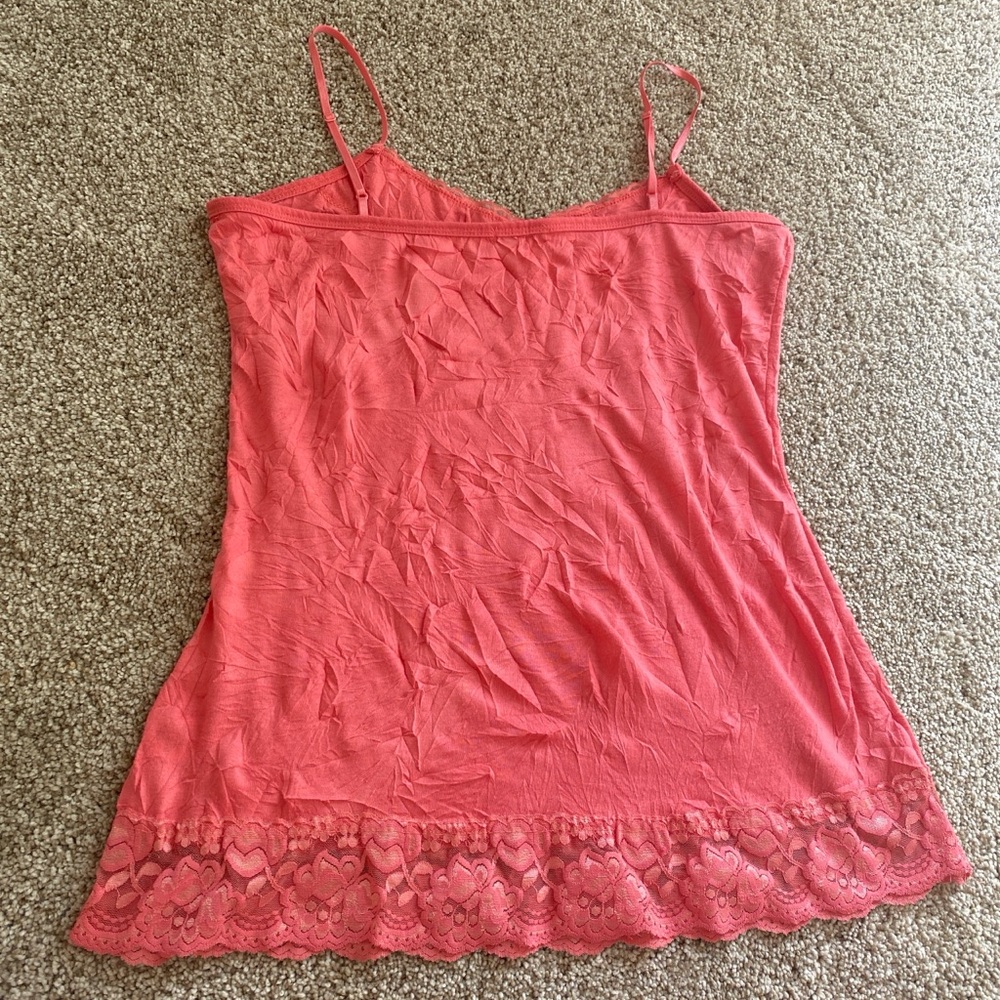 Maurice’s coral pink lacey cami tank top size large - Picture 2 of 7